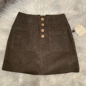 NWT Altar’d State corduroy brown button skirt